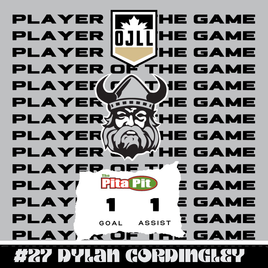 No picture because he was a call up from the U-17 but the <a href="/PitaPitOville/">Pita Pit Orangeville</a> Player Of The Game was Dylan Cordingley!  His first career goal was a big one to send the game to OT #HornsUp #UpholdTheTradition