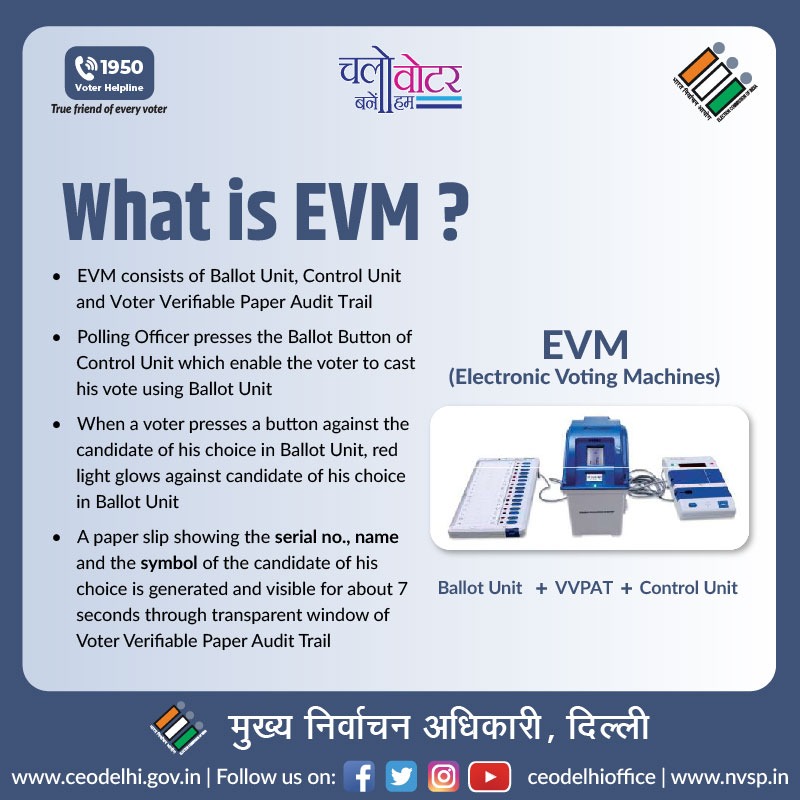 CeodelhiOffice's tweet photo. What is EVM?
@ceodelhioffice #evm #vvpat #ballot #unit #control #votingmachine #awareness #castvote #onevotematters #novotertobeleftbehind #chalovoterbanehum https://t.co/NAYnJDsvhQ