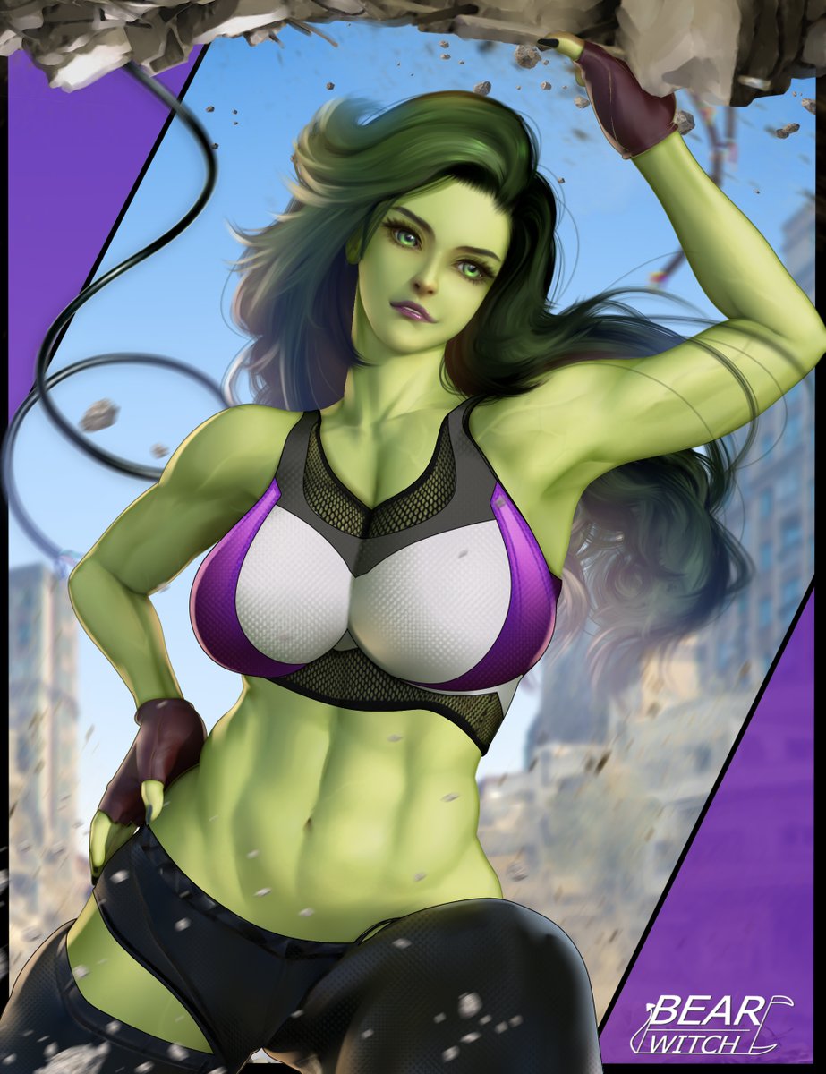 devilbearbear's tweet image. She-Hulk 
สาวน้อยจอมพลัง ถถถถ 
คนอื่นวาดอย่างบึ๊กของผมนี่บอบบางจัง🥹
#shehulk #marvel #fanart