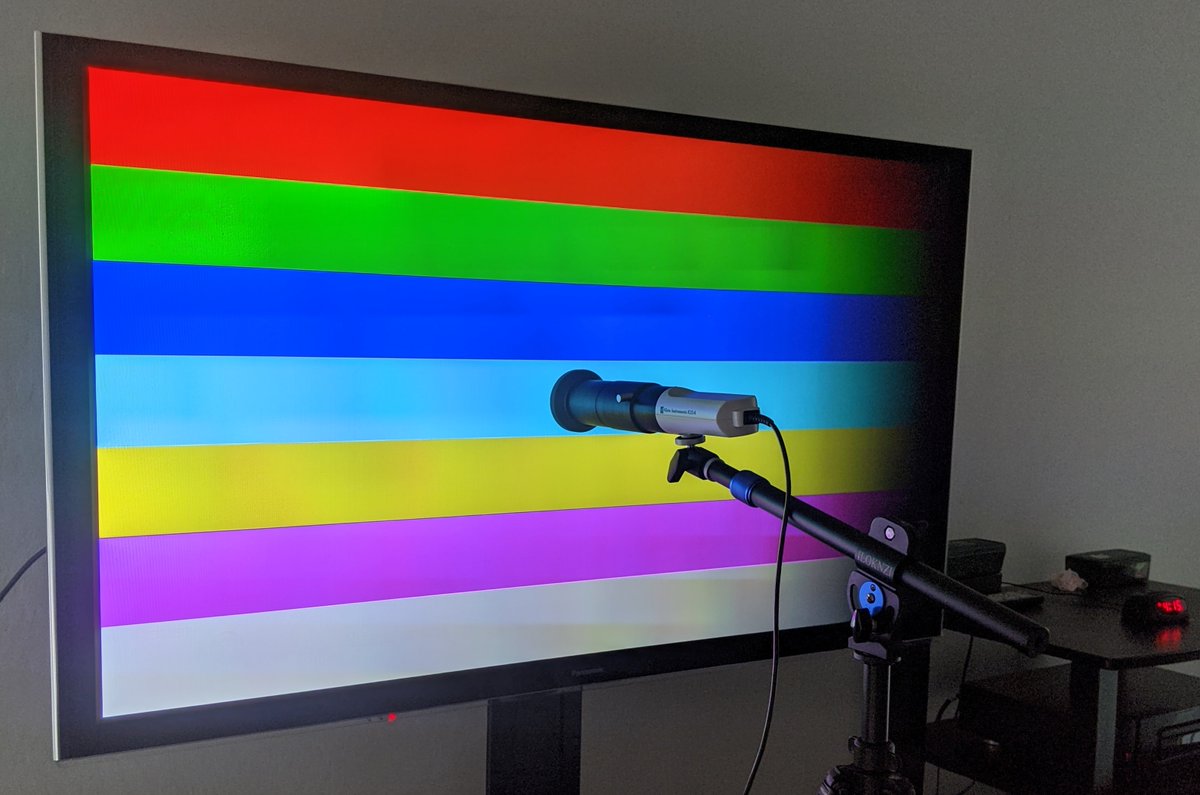 robertheron's tweet photo. The Panasonic VT60 1080p plasma TV is nine years old, and this 65" has 3700+ hours on it.
Damn, it optimized nicely for BT.709/2.2 gamma...~150-nits when all is said and done, maybe 20-30 more if you boost the contrast. Perfect for a darkroom environment.
#VideoCalibration https://t.co/kDgHjITnzm