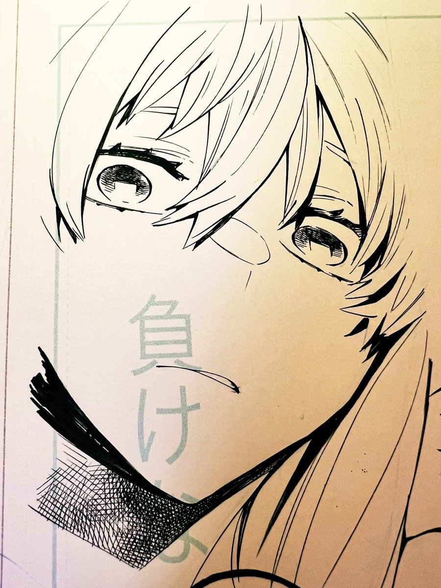 下書きからいい顔のまま描けてよかった。
右向きが苦手なので裏に左向き描いてトレスして清書してペン入れスタイルです。 