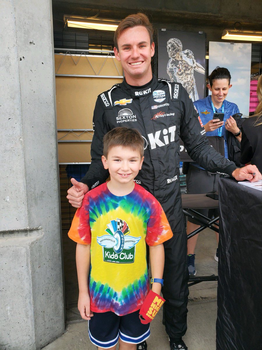 mindiglo's tweet photo. What a great day for my guy on his first trip to the Indianapolis Motor Speedway.  Even the raindrops could not wash the excitement off his face.   @IMS @IndyCar https://t.co/OQ3lUBB9Ny