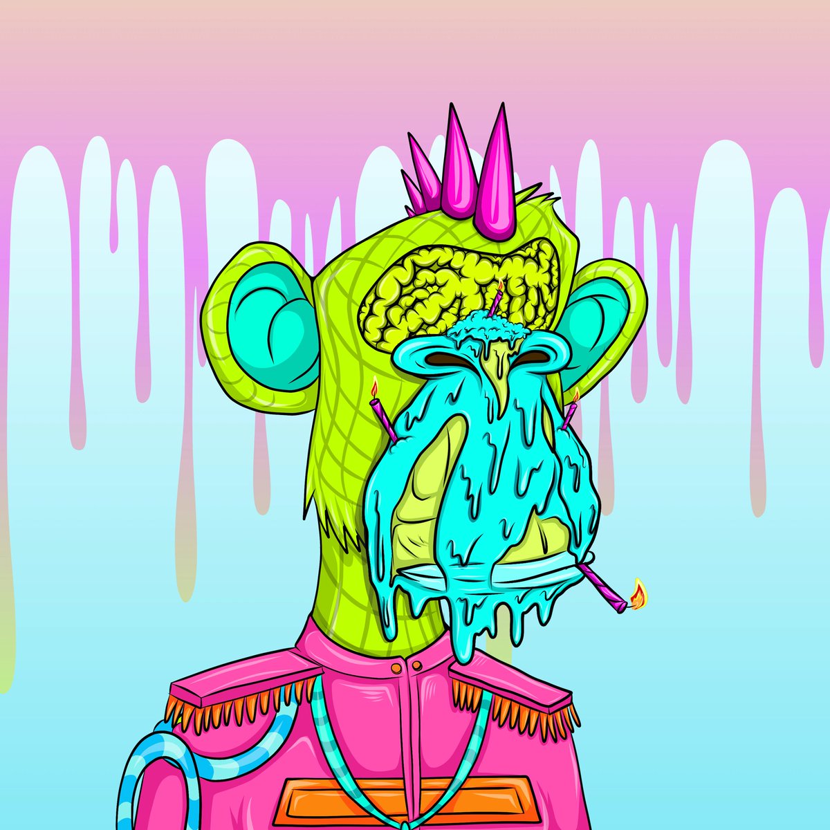 NautPhantom's tweet photo. Drew my cake ape during tonight’s dinner lol (they had no pink 😟) cake gang 🍰🍰 @CakedApes @CakeNygard #cakeapenft https://t.co/BpyGBXLrgX