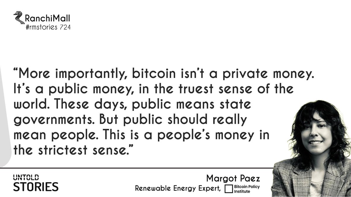 ranchimallFLO's tweet photo. "Bitcoin isn't a private money. It's a public money, in the truest sense of the world. This is a people's money in the strictest sense."
— @jyn_urso https://t.co/fcUUOnbs2g