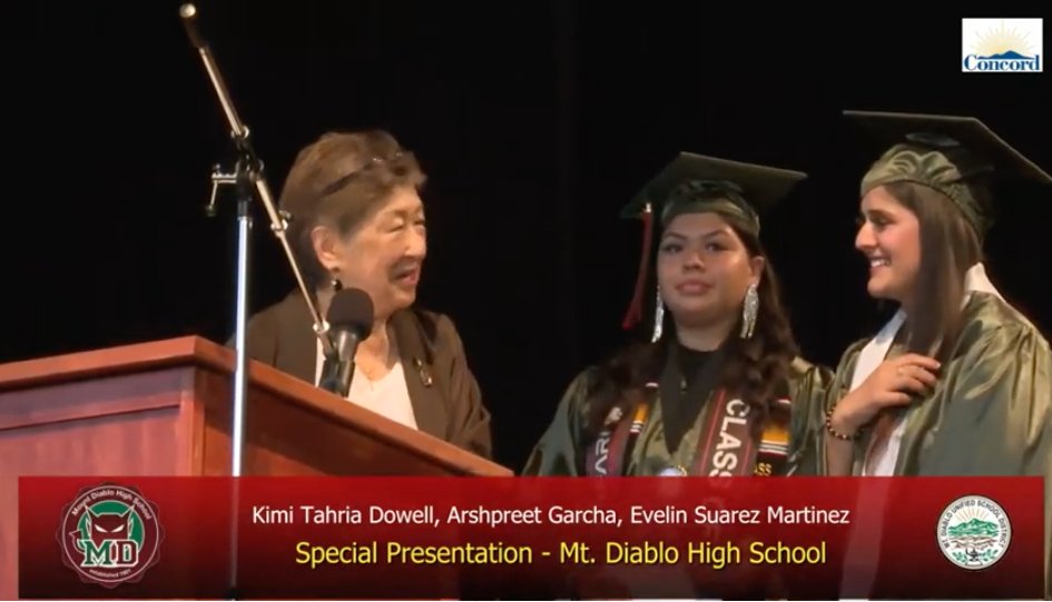 MtDiabloUSD's tweet photo. #MDUSD and @mtdiablohs grant retroactive diplomas to families of former Japanese 
American students incarcerated in WW https://t.co/JbJnlpSDJ8 https://t.co/Z1nqJ0NJfz