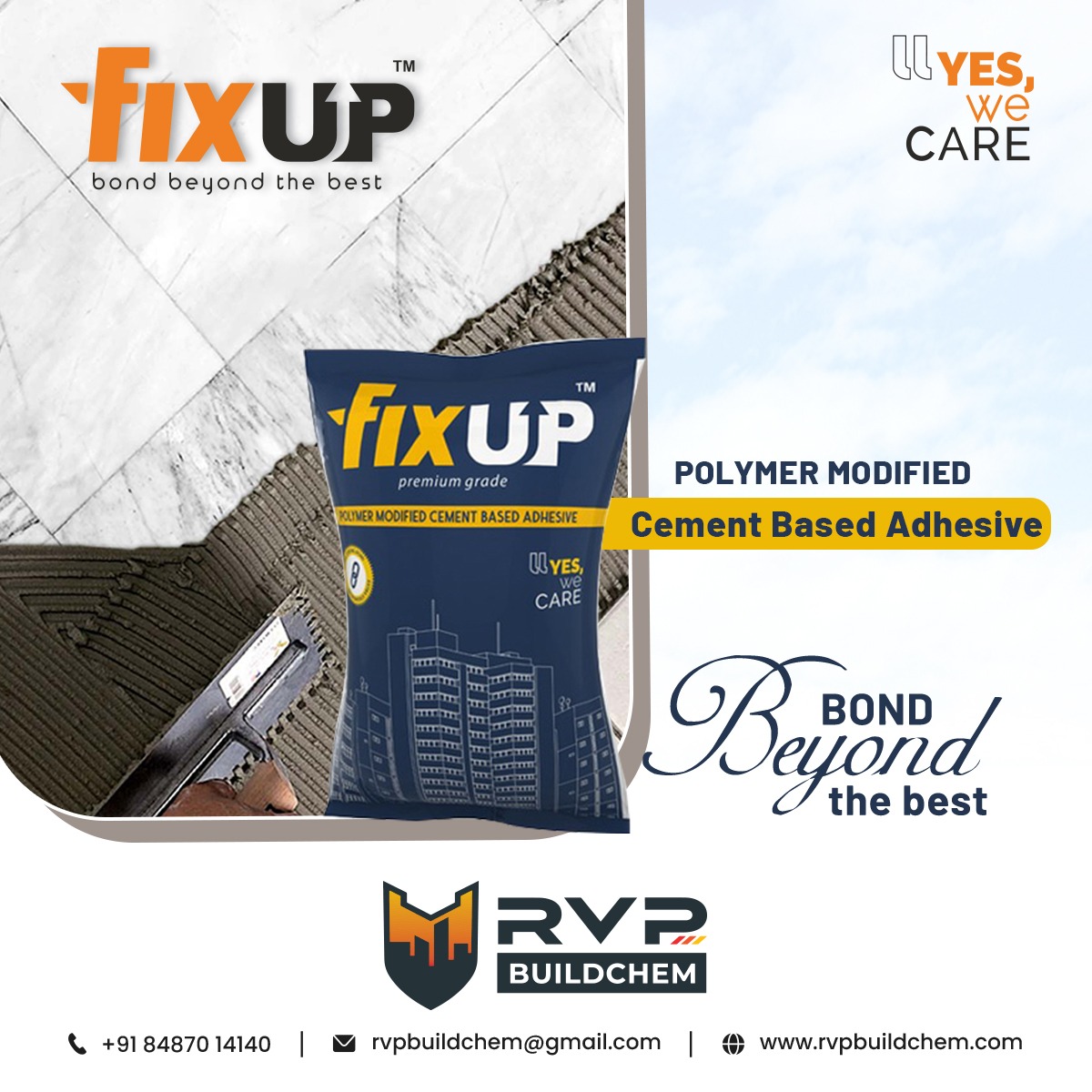 fixup_buildchem's tweet photo. Get here the finest quality Polymer Modified Cement Based Adhesive Ceramic products for residential &amp; commercial purpose.

For more details
Mo+91 8487014140
Web https://t.co/dhYNp4aoUD
Email rvpbuildchem@gmail.com

#rvpbuildchem #rvpbuild #cementbasedadhesive #cementadhesive https://t.co/lO1XMsWQnz