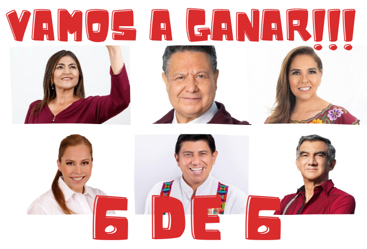 AracelRomero1's tweet photo. #6De6ParaMorena 

#Aguascalientes @Nora_Ruvalcaba 
#Hidalgo @juliomenchaca_ 
#Durango @MarinaVitela_ 
#Oaxaca @salomonj 
#Tamaulipas @Dr_AVillarreal 

#5JMorenaArrasa https://t.co/mhtkMCNQqJ