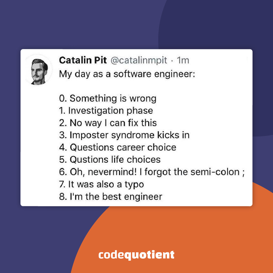 CodeQuotient's tweet photo. Are you ready to become the best software engineer?
#CodeQuotient #SuperCoder #SuperCodersProgram #Coding #programming #fullstackdeveloper #coderlife https://t.co/sB7jxFSrX7