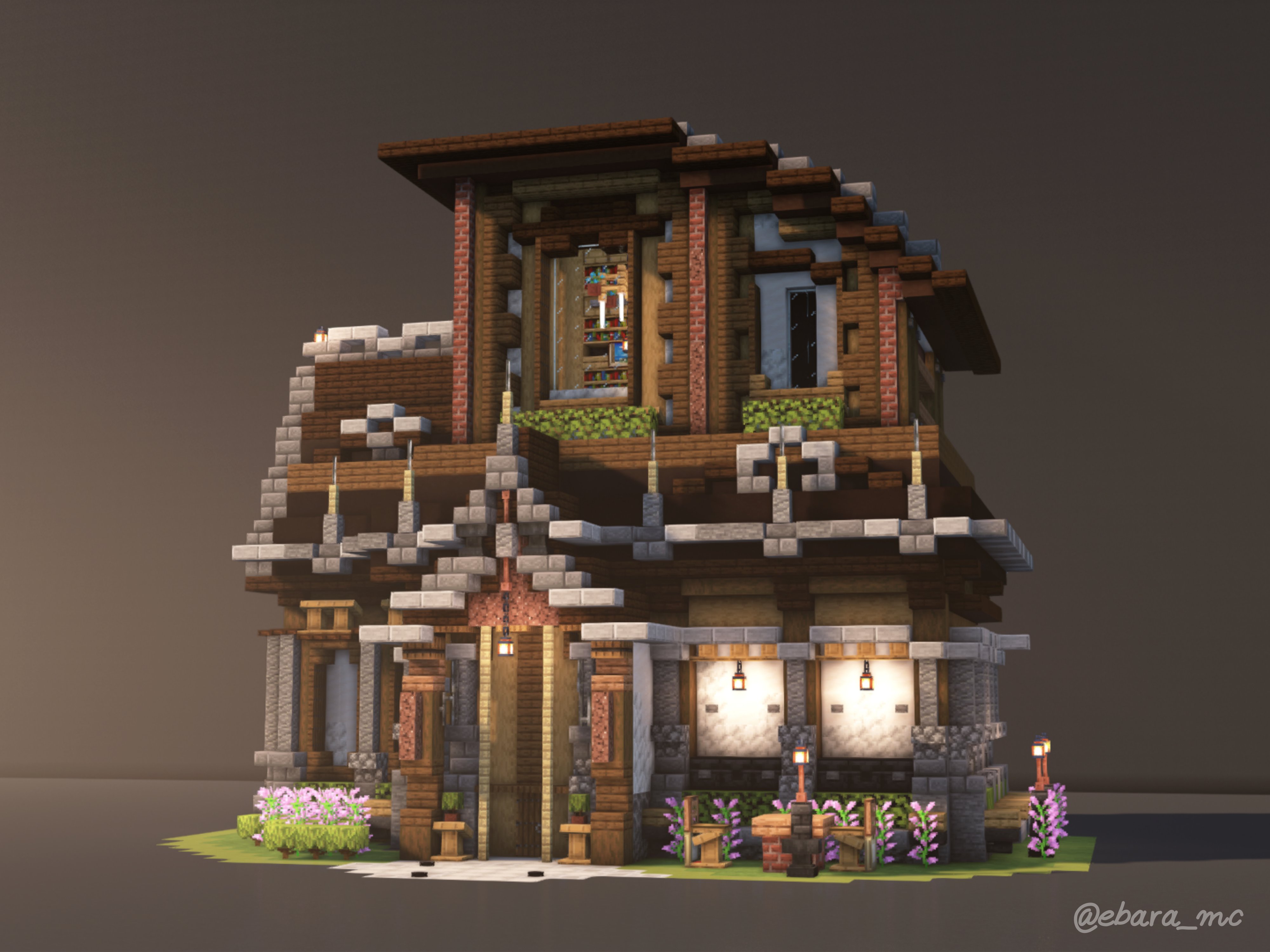 えばら Ebara 石と木造りの家 Stone And Wooden House 家の前のちょっとした小物がお気に入りです 良いタイトルが思いつきませんでした Minecraft T Co Vnabz5xtd7 Twitter