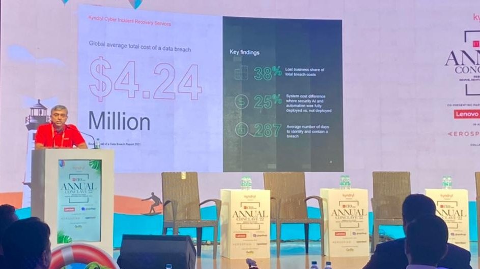 "Data encryption doesn't protect you against destructive malware or ransomware. You need advanced approach to fight these." : <a href="/MeswaniJatin/">Jatin</a>, Sr. Partner, FSS, <a href="/KyndrylIndia/">Kyndryl India</a> at #ETCIOAC22. 

#Tech #Conclave #Goa