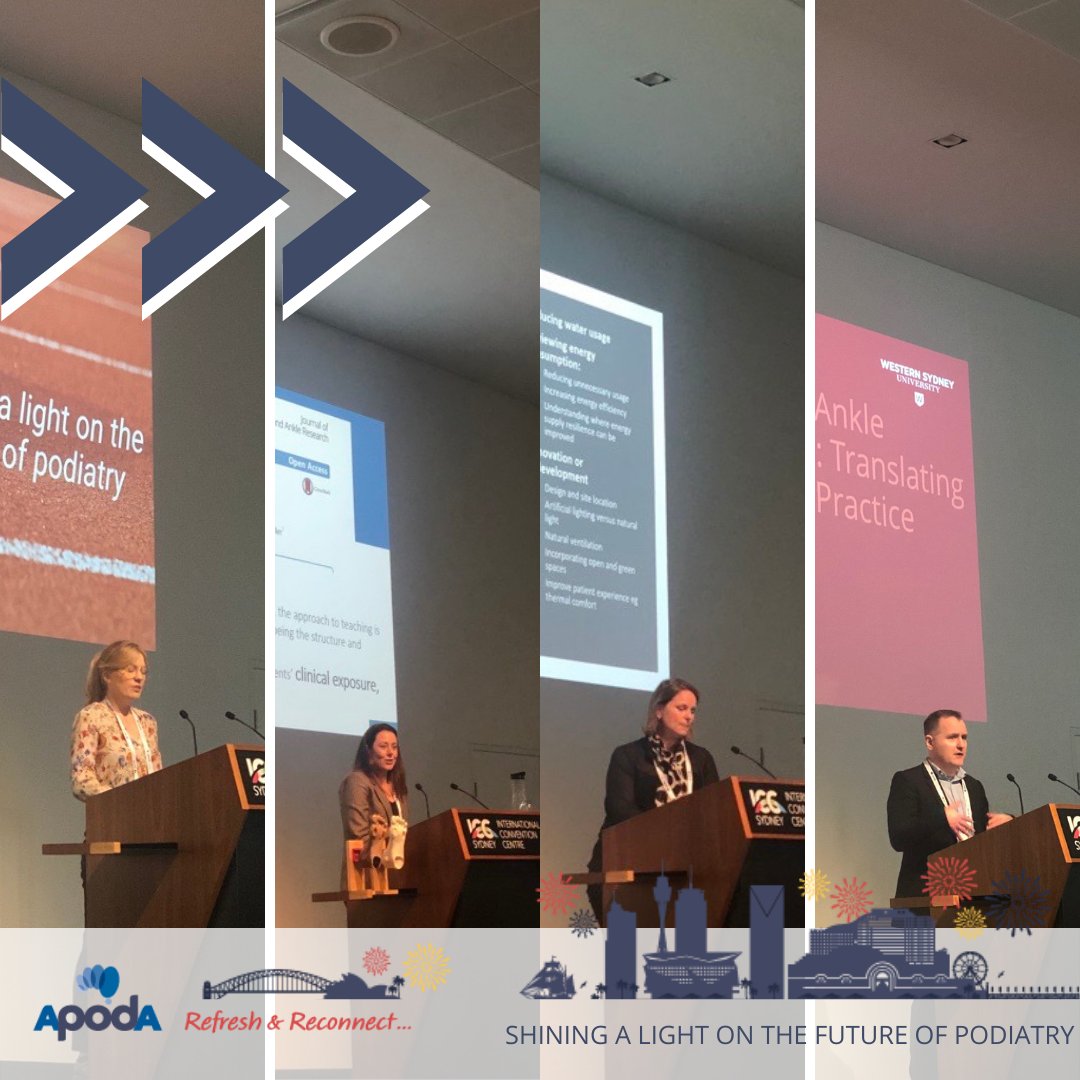 APodA_National's tweet photo. Our last few afternoon plenary sessions for Refresh &amp; Reconnect Sydney with Merridy Lithgow, Dr Peta Tehan, Dr Kristy Robson and Dr Steven Walmsley.
​
​​​#podiatry #podiatryau #podiatrycpd #foothealthau #foothealth #apoda https://t.co/VWhRv8xd7N