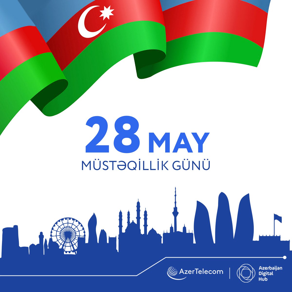 azdigitalhub's tweet photo. Xalqımızı 28 May Müstəqillik Günü münasibətilə təbrik edirik! Müstəqilliyimiz əbədi olsun! https://t.co/vcVy8mSLLh