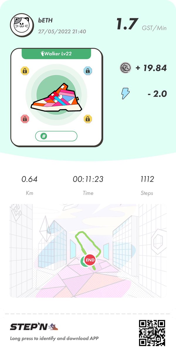 bnBeth_solvax's tweet photo. I made $1936.76 from walking today on #BSC .👟❤️🙏🏼 

20 Energy⚡️= 100 minutes⏱
Earnings💰: 191.57 GST = $2214.55 USD
Repairs🛠: 24.03 GST = $277.79 USD

Thank you🙏🏼@Stepnofficial 

#StepN $GST $GMT $SOL $BNB #MoveToEarn #cryptocurrency #NFT #RunToRetirement #HealthAndWealth https://t.co/AIAKR3USvh