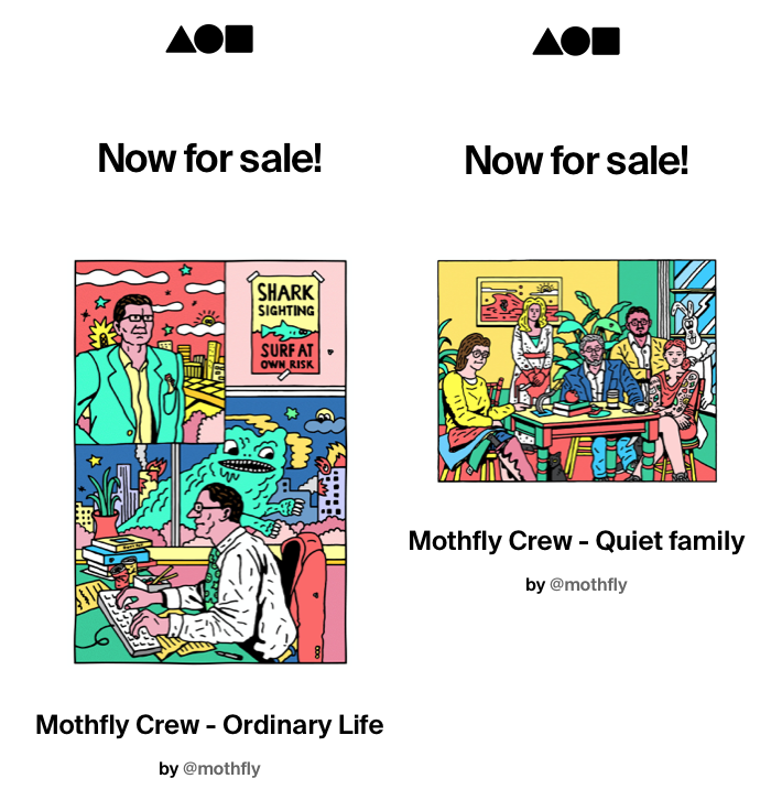 Mothfly Crew - Ordinary Life &amp; Quiet family
Two works were listed.
Please enjoy it! 
<a href="/foundation/">Foundation 🌐</a>
 
foundation.app/collection/mot…

linktr.ee/mothfly

#foundation #foundationapp #nft #nftz #mothflystudio #mothflycrew #mothfly #ethereum #eth #iota #illustration