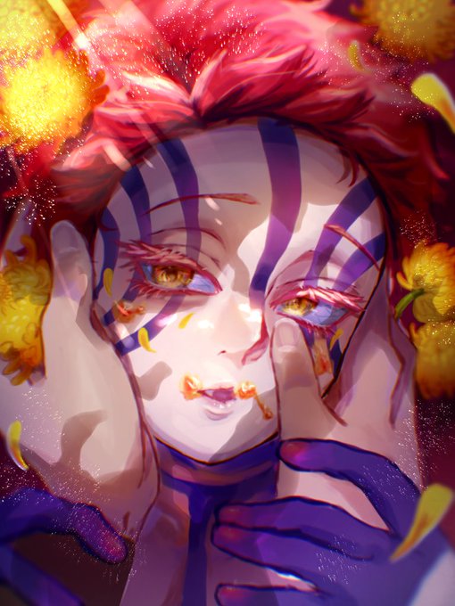 さきこ🐱 通販さんがTwitterに投稿した猗窩座(鬼滅の刃)のイラスト。