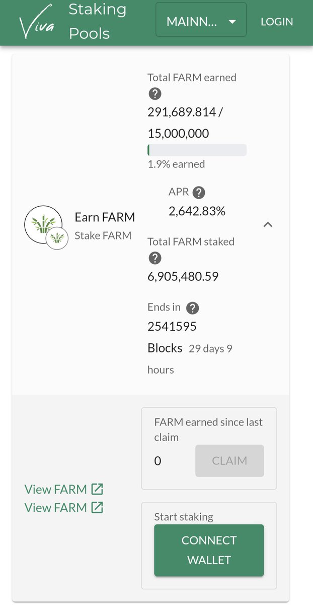 TheFarmToken's tweet image. New $FARM #staking pool on @VivaStakingPool app.vivafi.org

#Stake $FARM #earn $FARM
Pool will be active for 30 days

Happy staking! 🍉😉