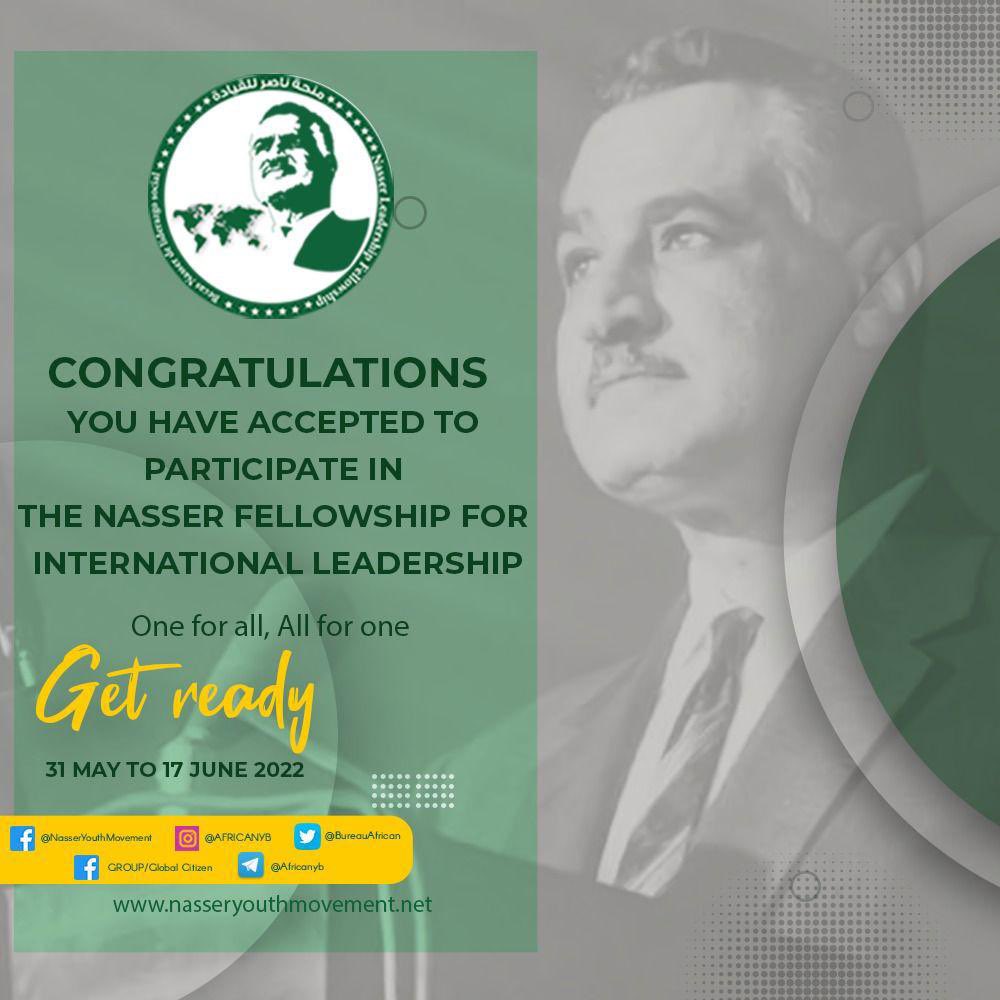MalongoJnr's tweet photo. I'm so excited to announce that I've been selected to participate in the Nasser Fellowship for International Leadership under the auspices of the President of the Arab Republic of Egypt in Cairo from 31st May - 17th June 2022. Looking forward to join other young leaders... https://t.co/jvaWtv8jdN