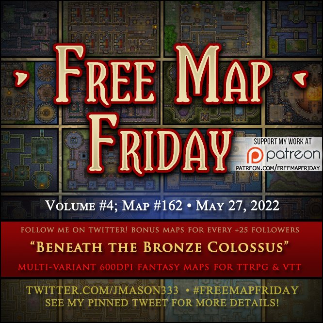 JMason333's tweet photo. Here's this week's #FreeMapFriday - Volume 4, #162; Beneath the Bronze Colossus". Follow me for more free map sets every week. Get the high-res map set here -> https://t.co/B3i9p5g76X https://t.co/vJkYxSJovt