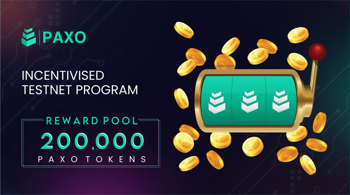 📢Incentivised Testnet programme is now live 📢

🏆200,000 Paxo tokens to be won.🏆

📅 28 May 2022 - 27 June 2022 📅

✅Follow @paxofinance on twitter
✅Retweet this post
✅Join Paxo telegram t.me/paxofinance 

Read about the programme bit.ly/38Qf0OC