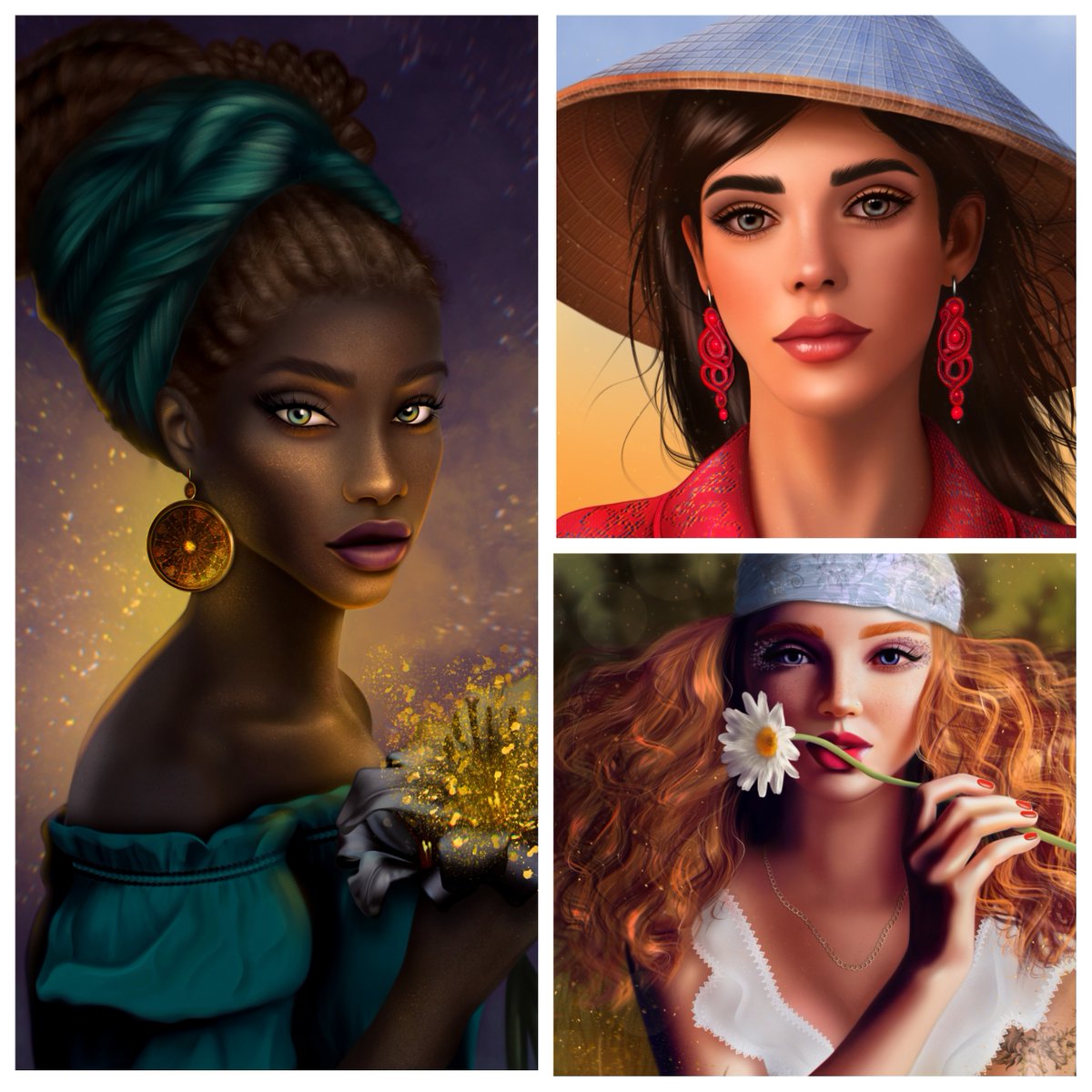 MerinMiler's tweet photo. Good morning, Fam☀️
    My collection "My magic ladies" is about the unity of female beauty with nature, shrouded in magic🔮
   Each work is drawn by me with special love and awe❤ 

   Available on OpenSea
https://t.co/gnGBVrnHC2 https://t.co/iQhFT4YAv4