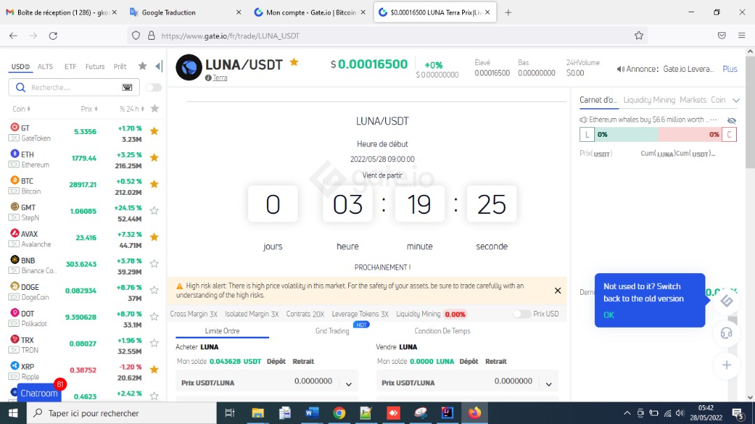 Encore quelques heures pour que LUNA 2.0 soit disponible sur GATEIO.
Vous pouvez vous inscrire👉bit.ly/InscriptionSur… pour y effectuer vos achats afin de ne pas rater le début.