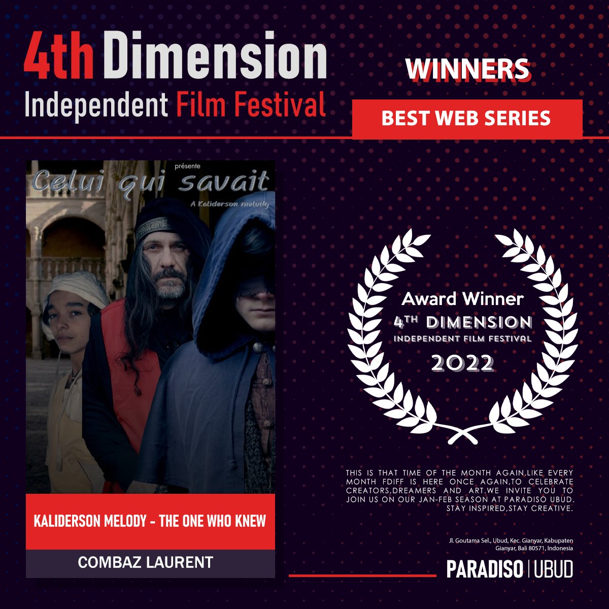 4D_FilmFest's tweet photo. Congratulations to the Winner of Best Web Series, Best Student Film, and Best Women's Film category in our March-April season
Thanks for your participation and contribution to the world of Independent Cinema.
.
#winner #indiefilmfestival #fdiff2022 @FilmFreeway https://t.co/azx3aVYYAo