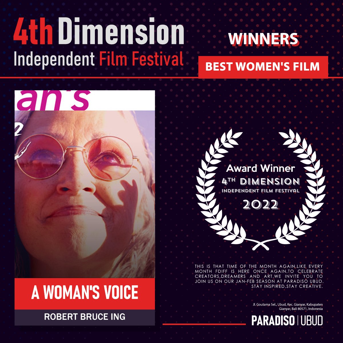 4D_FilmFest's tweet photo. Congratulations to the Winner of Best Web Series, Best Student Film, and Best Women's Film category in our March-April season
Thanks for your participation and contribution to the world of Independent Cinema.
.
#winner #indiefilmfestival #fdiff2022 @FilmFreeway https://t.co/azx3aVYYAo