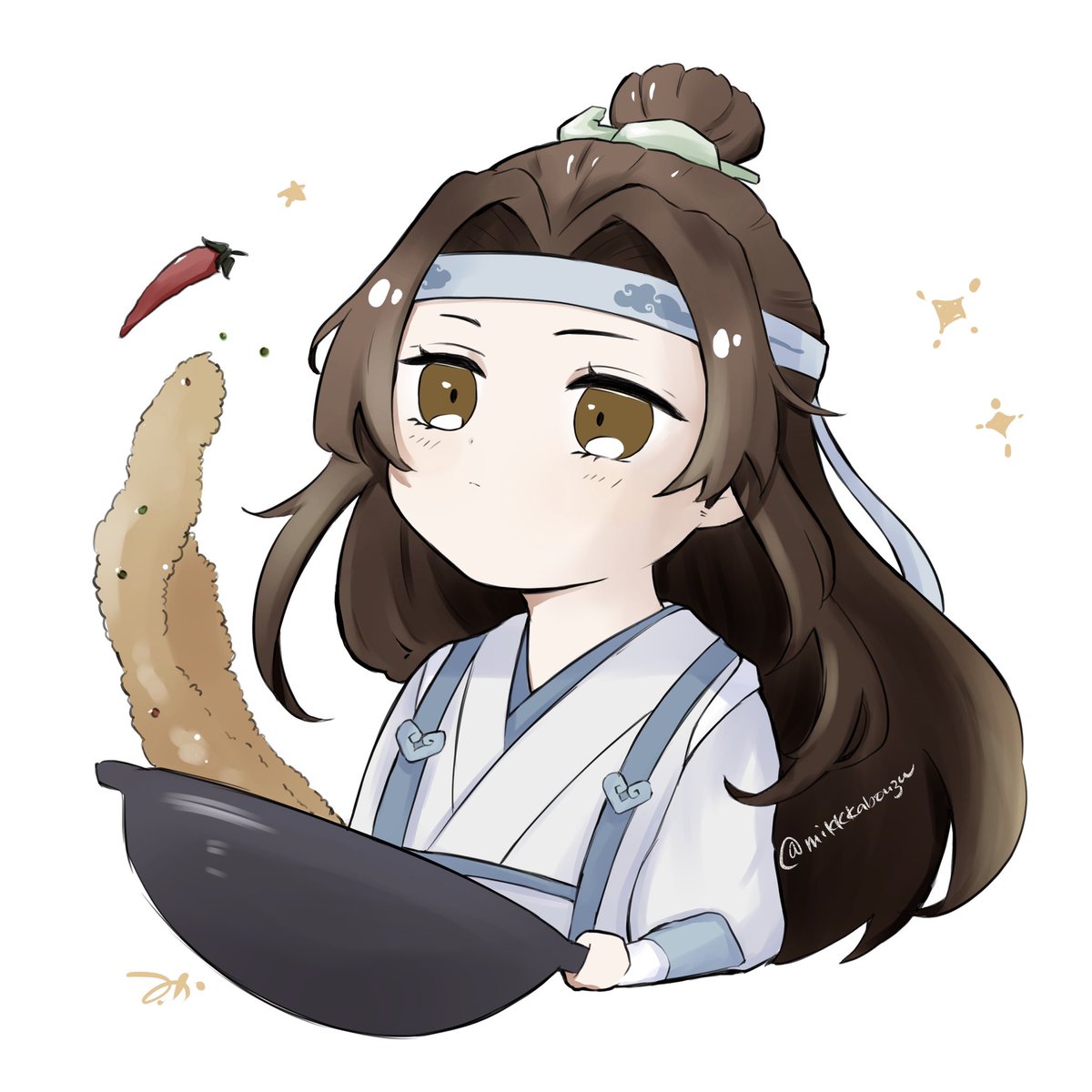 1girl brown hair long hair brown eyes headband solo tempura  illustration images