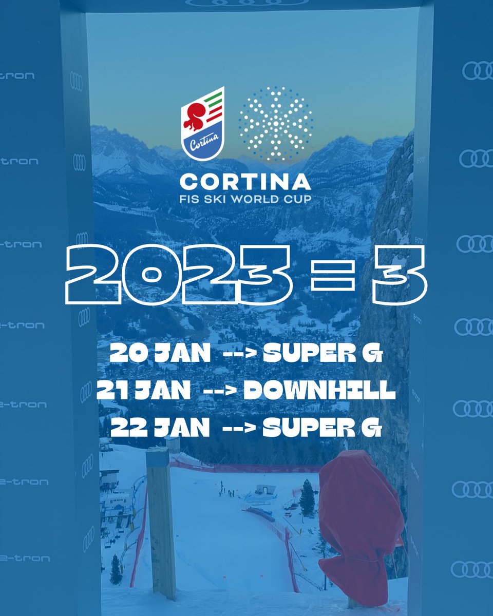 Nel 2023, non c’è 2 senza 3! 🥳

Il Consiglio <a href="/fisalpine/">FIS Alpine</a> ha ufficializzato il calendario della Coppa del mondo femminile della stagione 2022/23 aggiungendo la TERZA gara sull’Olympia delle Tofane. 🤩⤵️

📆 Ven 20 gen —&gt; Super G
📆 Sab 21 geni —&gt; Downhill
📆 Dom 22 gen —&gt; Super