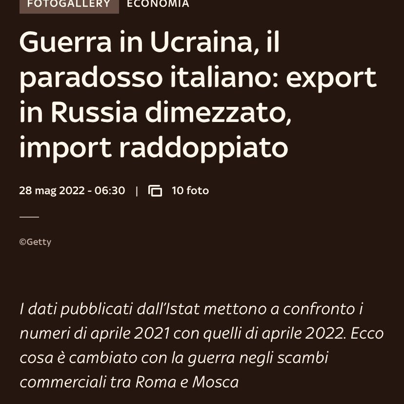MarcoRizzo1959's tweet photo. L’Italia vende molto meno alla Russia, ma in valore monetario compra di più dai russi. Non è un paradosso, Draghi ed il suo governo sono semplicemente contro il popolo italiano. https://t.co/lIEDWLICTu