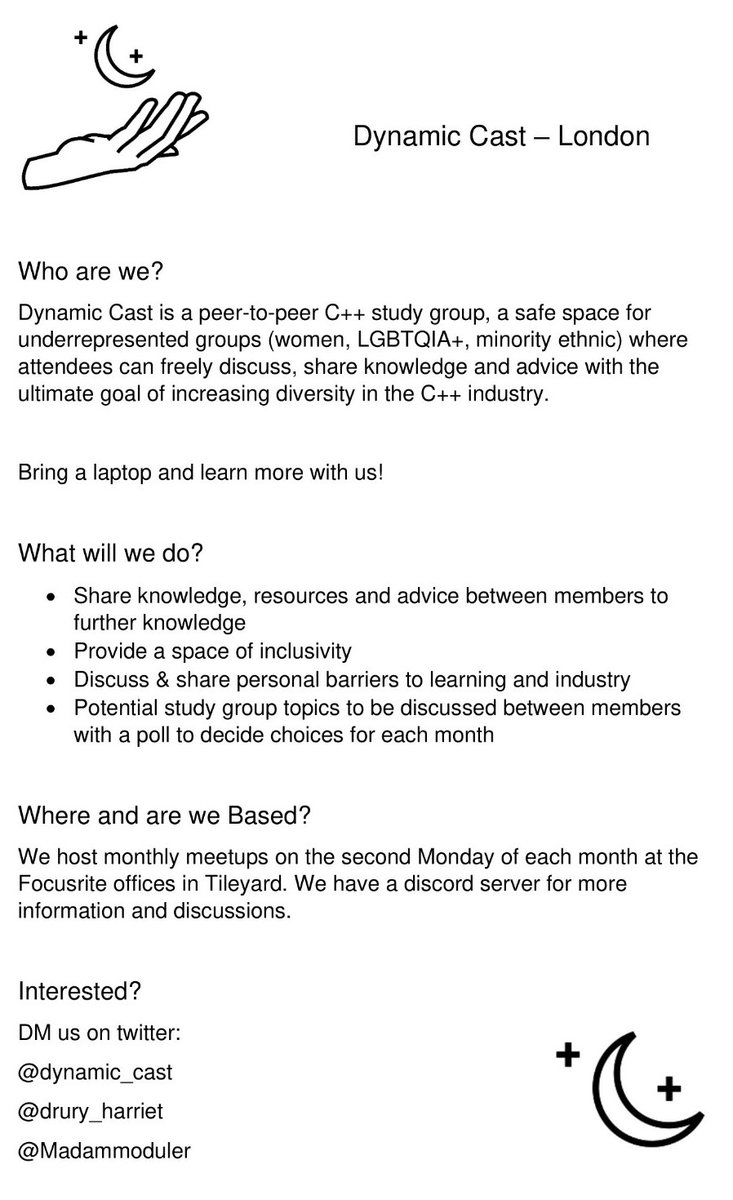 dynamic_cast's tweet photo. London - June event confirmed!

Come learn some C++ with us 🙂

Send us a DM for more information

#diversityintech #CPP #cplusplus https://t.co/N7WRJqZ9if