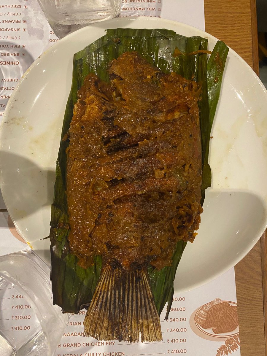 In Trivandrum for a Cytogenetics workshop . Food for thought,  of course it’s FISH all the way #  Karimeen pollichadh