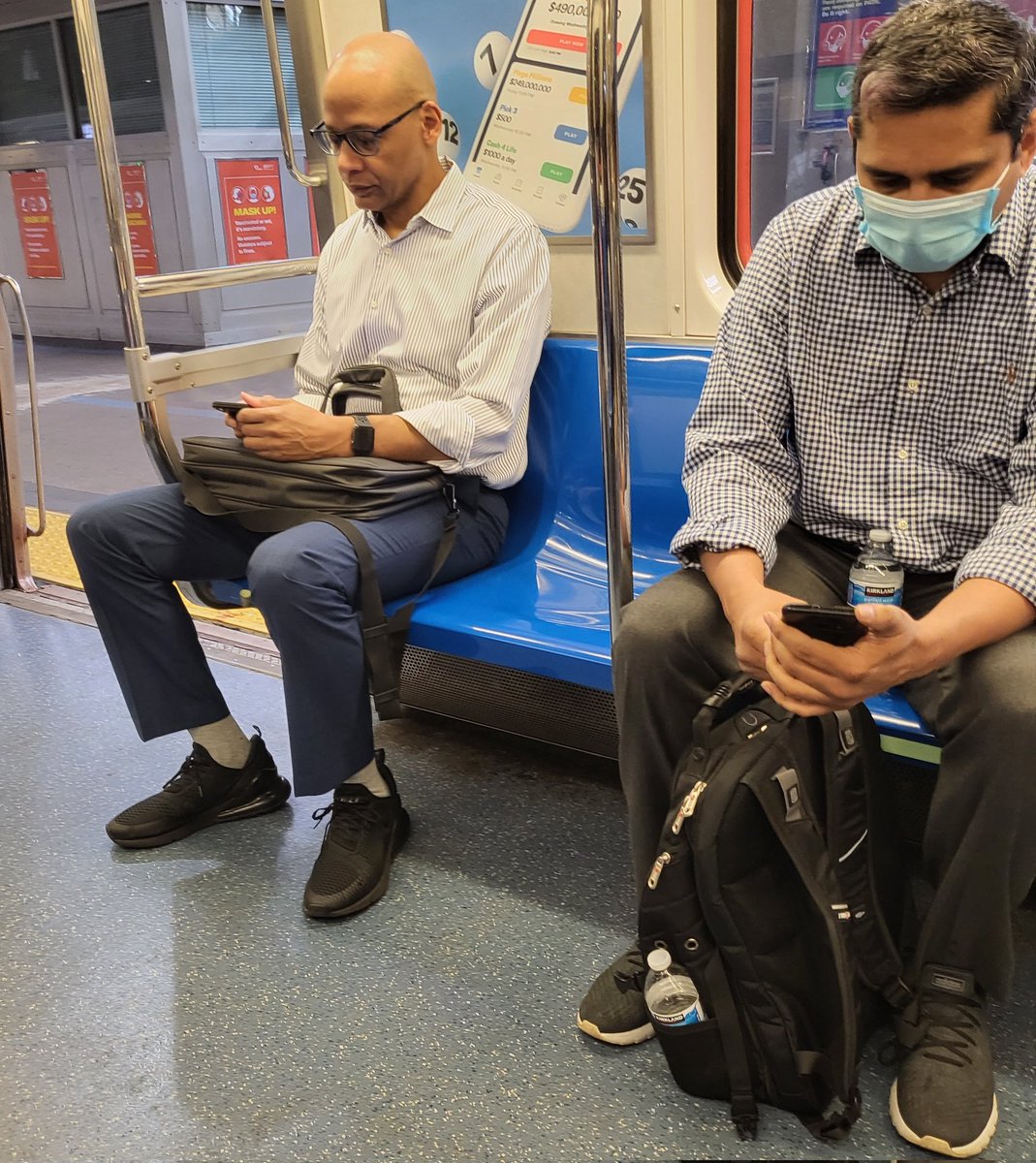 OyMyBack's tweet photo. Aren't masks STILL required on #njpath trains? These #COVIDIOTS don't think so! #traveling #maskmandate #COVID #superspreader #nomask @njdotcom @PATHTrain @MTA https://t.co/Qp8hJGbgLR