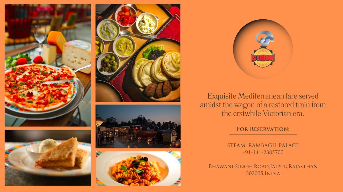 SteamRambagh's tweet photo. Exquisite Mediterranean fare served amidst the wagon of a restored train from the erstwhile Victorian era.
FOR RESERVATION: +91-141-2385700 https://t.co/YGBeGoWTmk