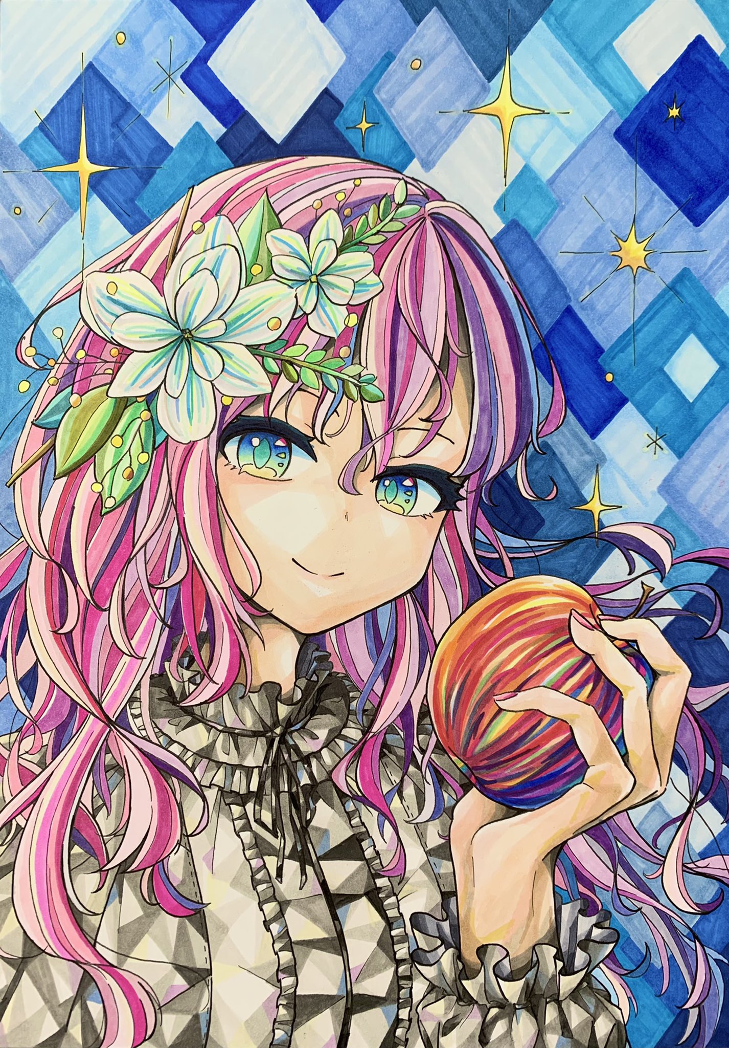 Sora 虹りんご コピック144本で描きました イラスト コピックイラスト カラフル りんご T Co Az9vfegwg1 Twitter