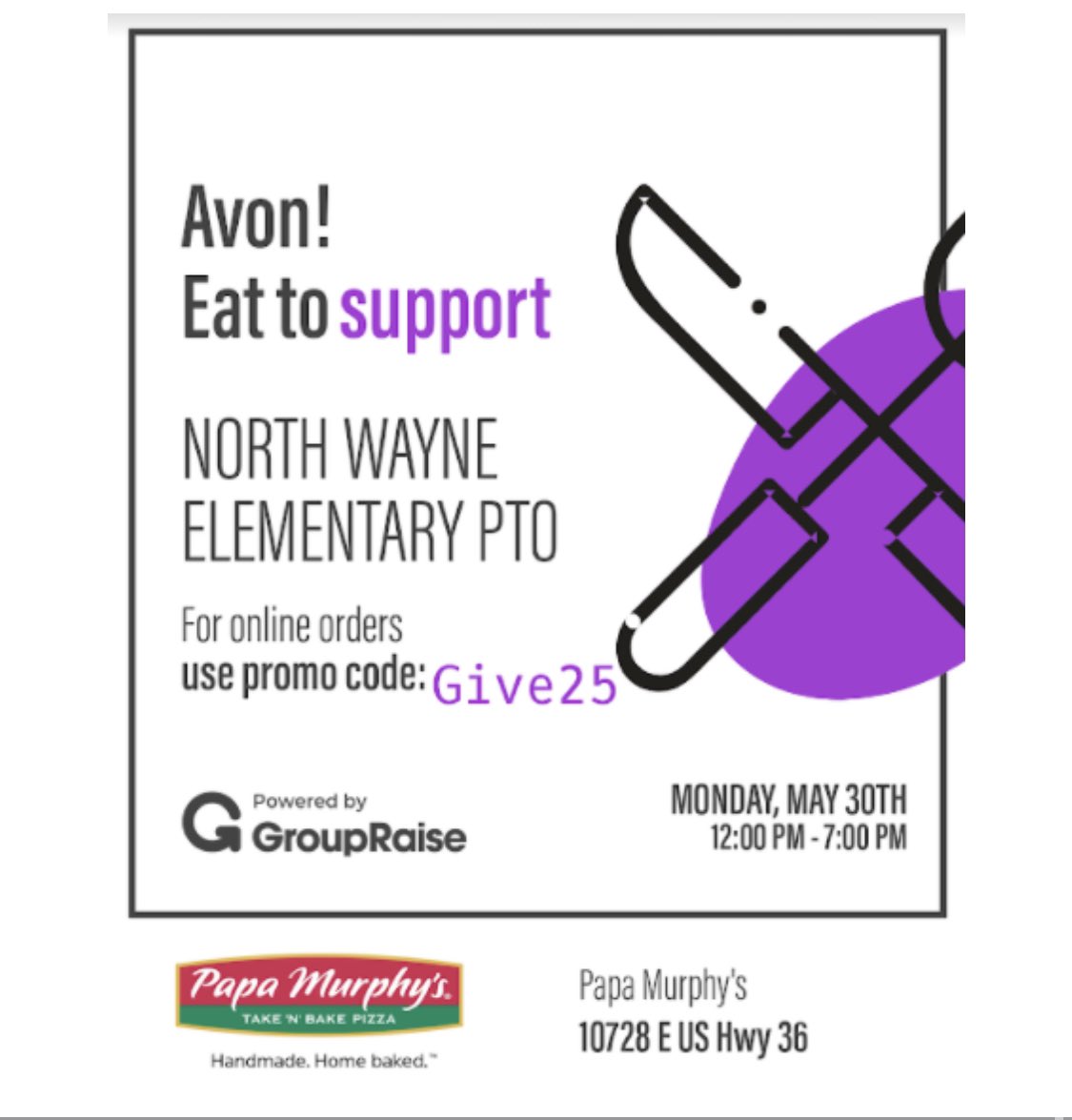 Eat To Support North Wayne PTO Monday 5/30 12-7pm <a href="/NorthWayneElem/">Karen Boatright</a> <a href="/MrsWey10/">Lindsay Wey</a> <a href="/PtoNorth/">North Wayne PTO</a> <a href="/MrsStein2021/">Kiersten Stein</a> #wearewayne