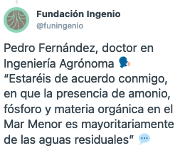 RosaRodaNews's tweet photo. Por si aún quedaba alguna duda. Pedro Fernández aún no ha aclarado si como trabajador autónomo, ahora que está en excedencia de la CARM, está elaborando los informes que luego difunde la Fundación Ingenio poniendo el foco en  las aguas residuales. A esa pregunta no ha contestado. https://t.co/TPtheXuPHC