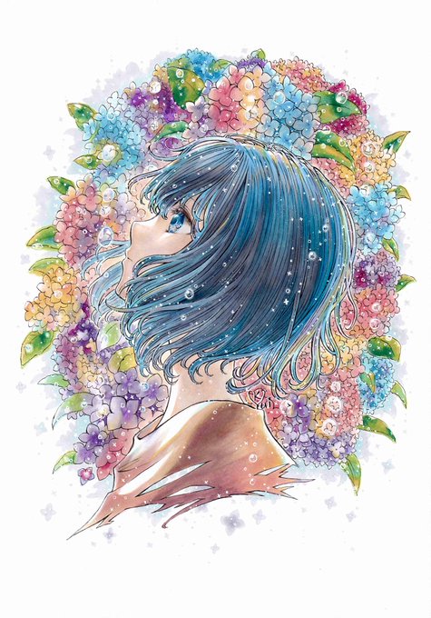 「青髪 紫陽花」のTwitter画像/イラスト(古い順)｜2ページ目