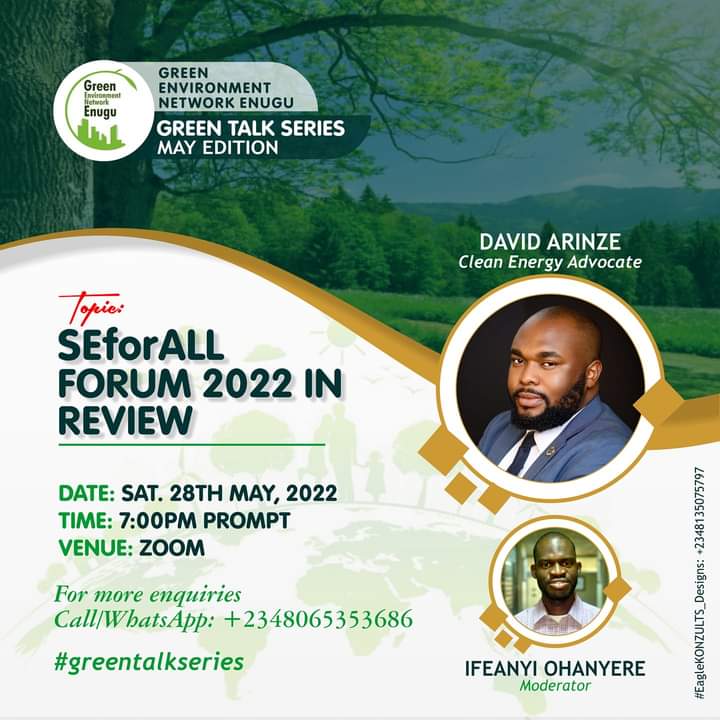ProlificIkenna's tweet photo. #GreenTalkSeries returns tonight with @david_energyNG as guest.

We will be reviewing recent developments in the clean energy space with a focus on the just concluded #SEforALLorg forum at Kigali. 

Register with the link below 👇to join us.
https://t.co/KofeM8mnCw https://t.co/YnE6ZCYkQ2