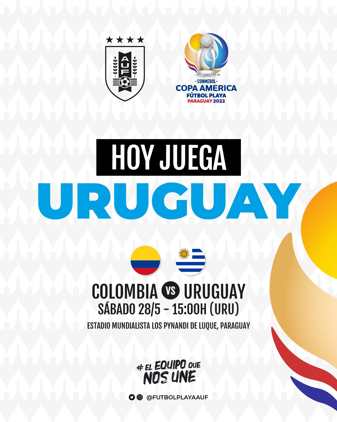 Fútbol Playa AUF on X: 🇺🇾 ¡𝗛𝗢𝗬 𝗝𝗨𝗘𝗚𝗔 𝗨𝗥𝗨𝗚𝗨𝗔𝗬! Se