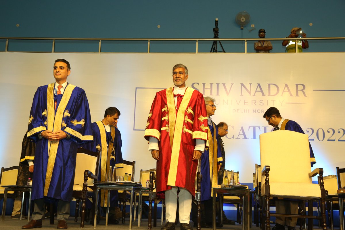 k_satyarthi's tweet photo. New India cannot be built with bricks and mortars. New India resides in your hearts. Students are the builders of a future India. My Convocation Address today at @ShivNadarUniv #SNUConvocation https://t.co/Og8o2AmzH9