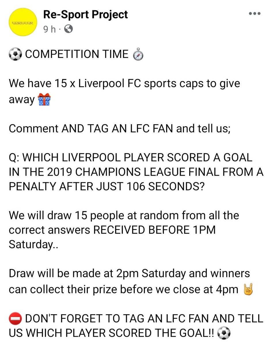 CS54Foundation's tweet photo. ⚽️ COMPETITION ⚽️ Head over to our Facebook page. Details below #LFC #LiverpoolFC #ChampionsLeagueFinal https://t.co/jfHjpsjVj2
