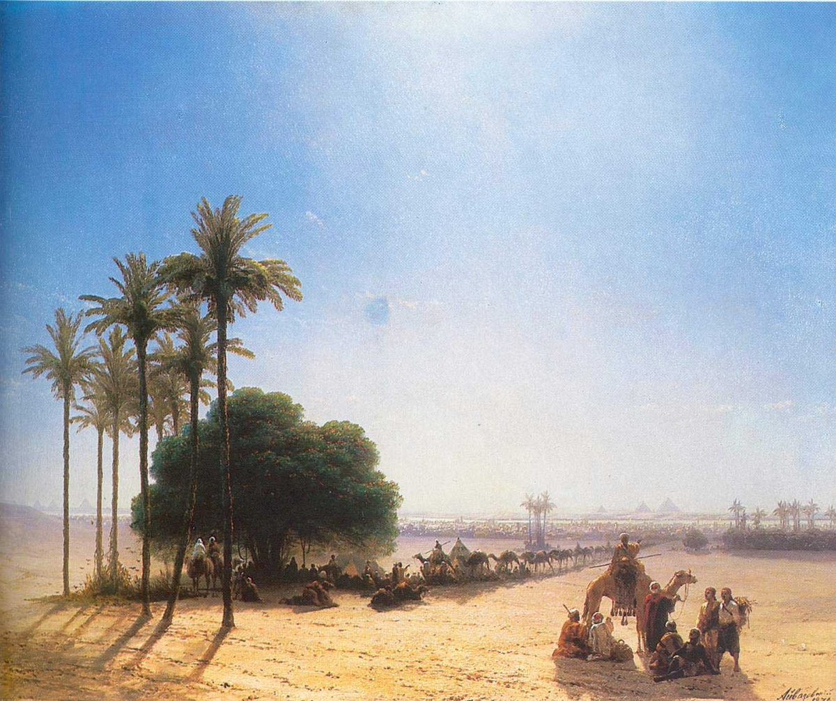 Caravan in the oasis. Egypt, 1871 #aivazovsky #ivanaivazovsky wikiart.org/en/ivan-aivazo…