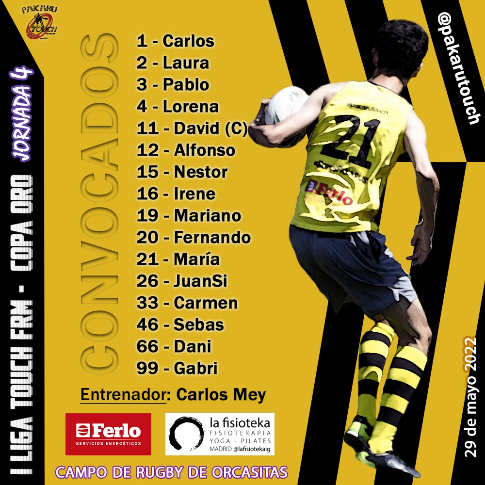 I Liga Touch FRM
4ª Jornada Copa Oro
#SomosPakarus