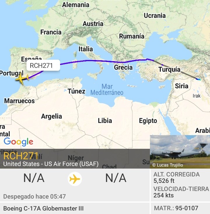 MilRadar's tweet photo. 🇺🇲 #USAF C-17A Globemaster III 95-0107 del #437thAW en descenso hacia #Rota procedente de #Erbil #Irak https://t.co/Req52zhIKS