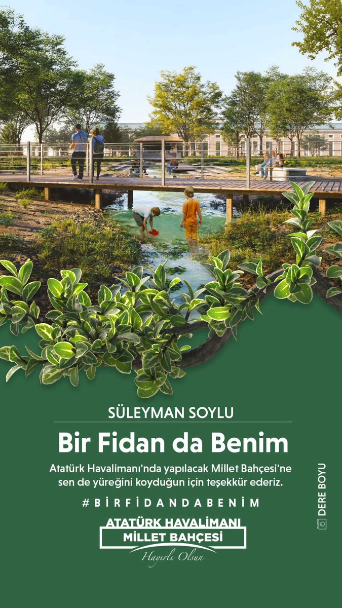 Atatürk Havalimanı Millet Bahçesi'ne dikilen fidanlar, geleceğe kök salıyor 🌱 

Bu coşkuya ortak olmak ve geleceğe kök salmak için, 
#BirFidandaBenim demek için siz de tıklayın ⬇️
🌱 birfidandabenim.com