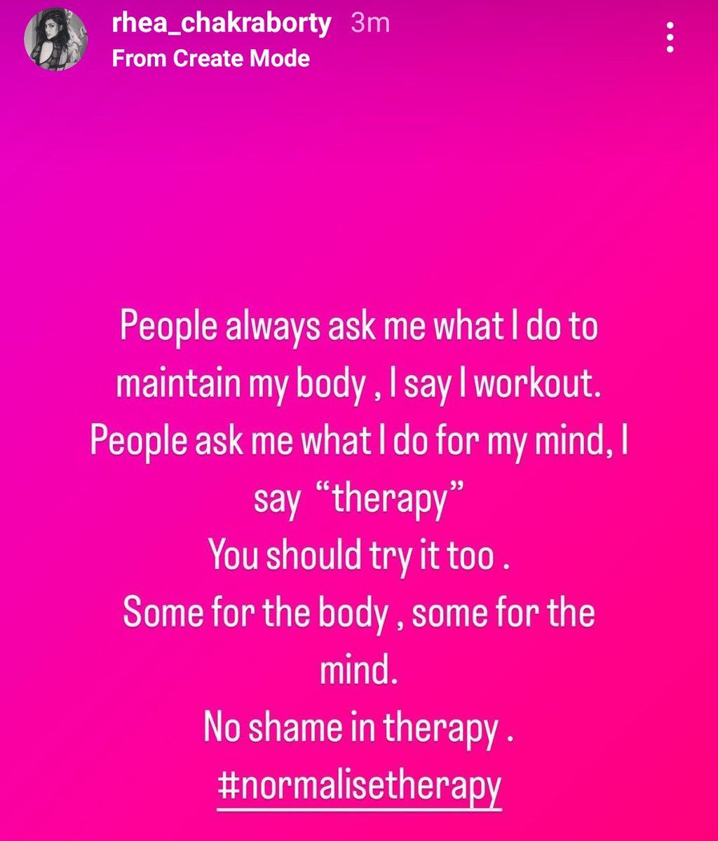 Ab_hai24's tweet photo. Meanwhile #RheaChakraborty spreading the right kind of message ๐๐
For those who can afford, there's no shame in seeking therapy for healing ur mind. It needs as much attention and priority as physical wellness!!
#NormaliseTherapy
#MentalHealthMatters https://t.co/Tddr4b4ZNl