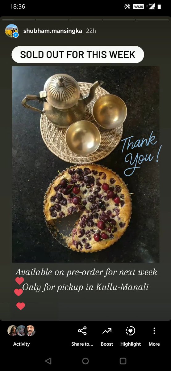 travelshoebum's tweet photo. Fun clicking photographs of this Cherry Cake / Tart baked on order! 

The search for healthy desserts is a continuous process and it's surprising that despite growing a grand variety of fruits, you hardly have truly 'local' desserts in the Kullu - Manali region. 

RT please?! https://t.co/R7S8AzMnra