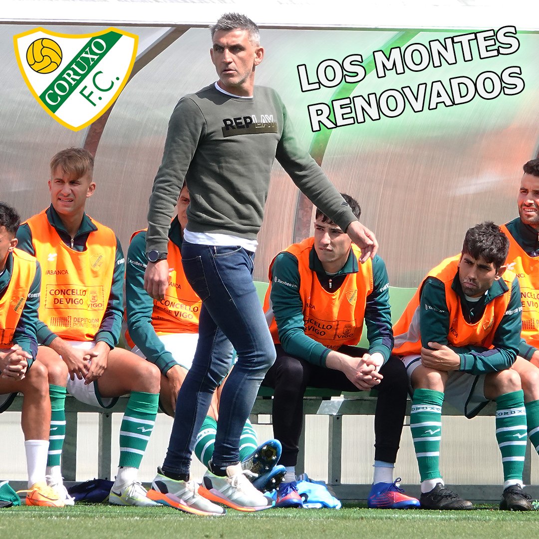 CoruxoFCoficial's tweet photo. 🔊@CoruxoFCoficial @jacomc8 @MMontes75  seguirán xuntos a tempada que vén. A renovación dos irmáns Montes xa era un secreto a voces polo seu impresionante traballo e arrouto na segunda volta dunha tempada que rematou co Play-of 👏💥💚 https://t.co/AlqFKo82hf