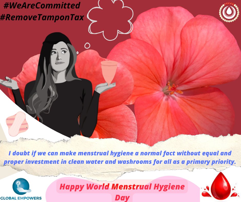 GlobalEmpowers's tweet photo. Happy World Menstrual Hygiene Day
THEME: Making Menstruation a normal fact of life by 2030
#MenstrualHealth
#WeAreCommitted
#RemoveTamPonTax
#WaterDoesMatter https://t.co/pYTMbBDjwZ